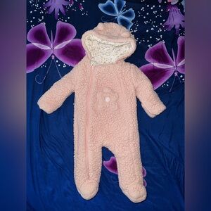 Adorable Pink Sherpa Baby Footie